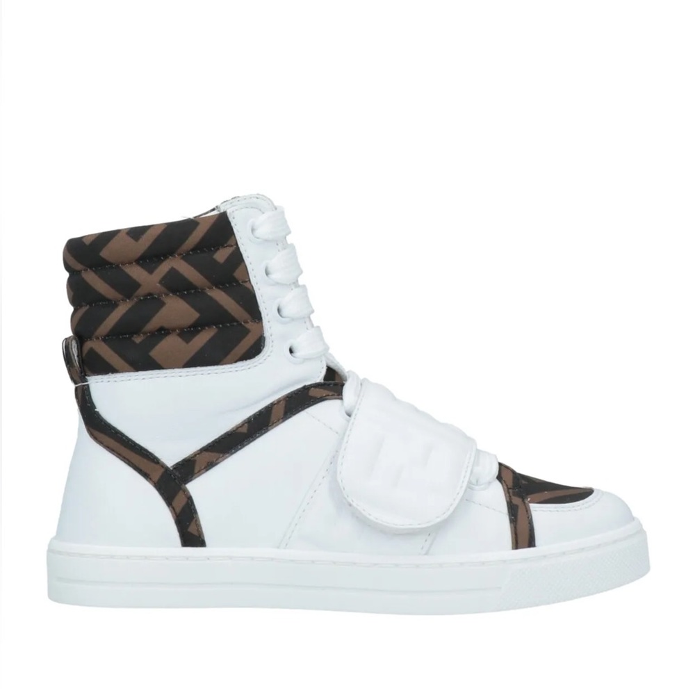 FENDI ROMA Kids Leather Sneakers FF Pattern